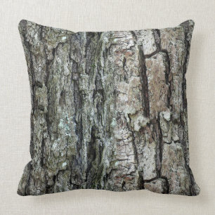 Old Pine Bark Rustic Wooden Cushion