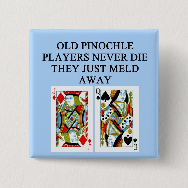 old pinochle player 15 cm square badge (Front)