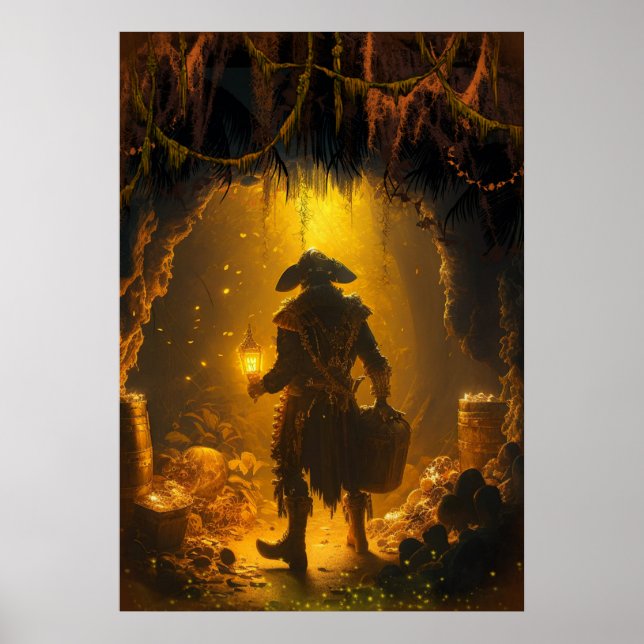 Old Pirates of the Caribbean Captain In His Den Poster (Front)