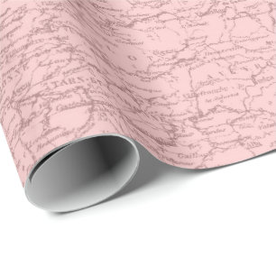 Old Plan Paris Mauve Lilac Blush Pink Royal Wrapping Paper