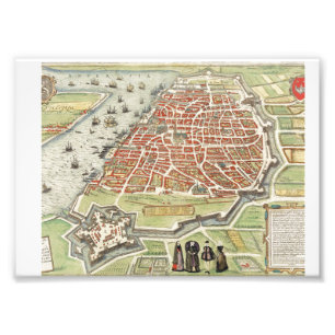 Old plane of paris map-1272 photo print