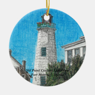 Old Point Comfort Lighthouse Ceramic Tree Decoration
