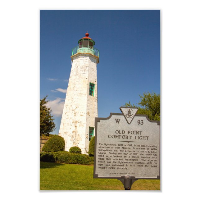 Old Point Comfort Lighthouse Photo Print (Front)