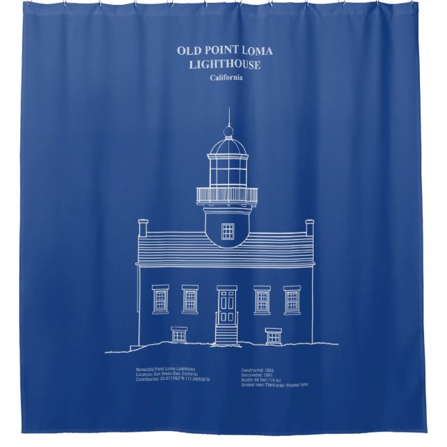 Old Point Loma Lighthouse - California – AD Shower Curtain (Front)