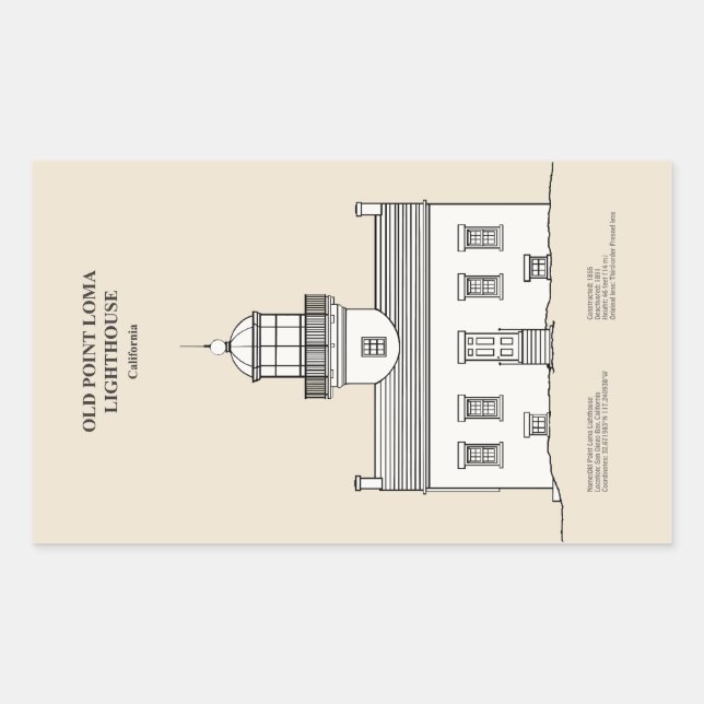 Old Point Loma Lighthouse - California - SBD Rectangular Sticker (Front)
