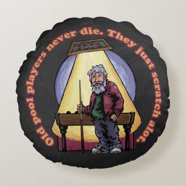 Old Pool Players Round Cushion (Front)