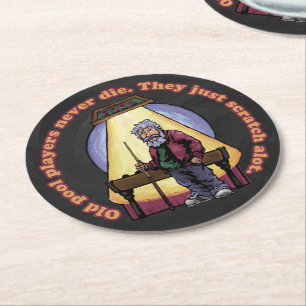 Old Pool Players Round Paper Coaster