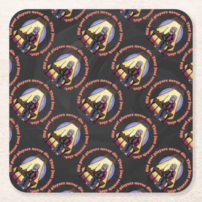 Old Pool players Square Paper Coaster (Front)