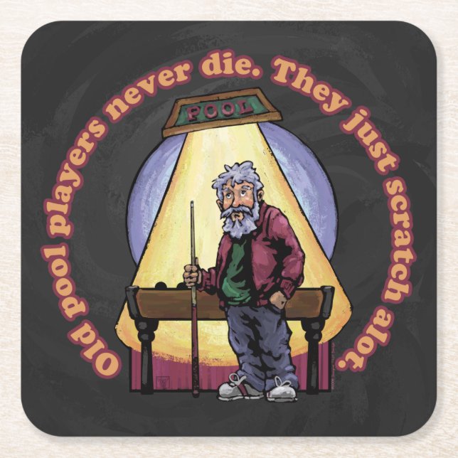 Old Pool players Square Paper Coaster (Front)