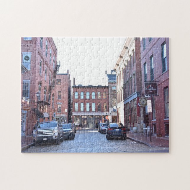 Old Port Portland ME Maine Cobblestone Street Jigsaw Puzzle (Horizontal)