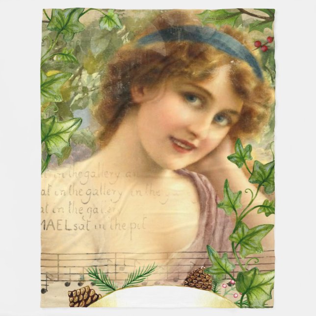 OLD POST CARD FLEECE BLANKET (Front)