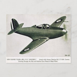 Old Postcard - Bell P.39 Aircobra Fighter Plane