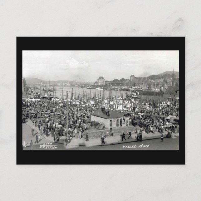 Old Postcard, Bergen, Norway Postcard (Front)