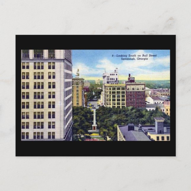 Old Postcard - Bull St, Savannah, Georgia (Front)