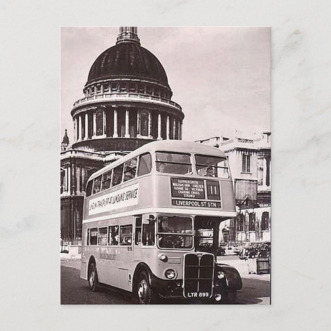 Old Postcard - Bus at St Paul's Cathedral, London (Front)