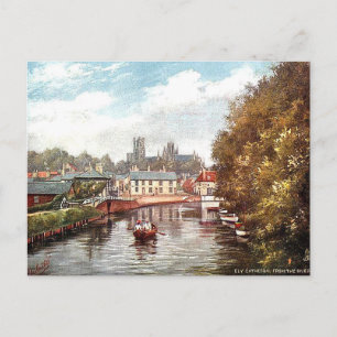 Old Postcard - Ely Cathedral from the River Ouse