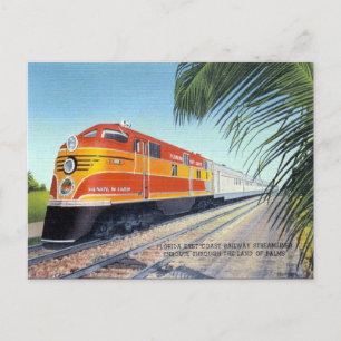 Old Postcard - Florida E Coast Railway Streamliner