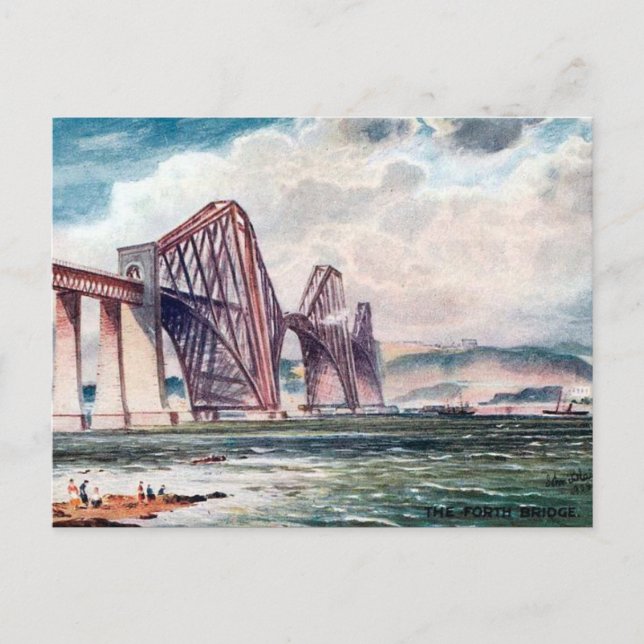 Old Postcard - Forth Bridge, Scotland (Front)