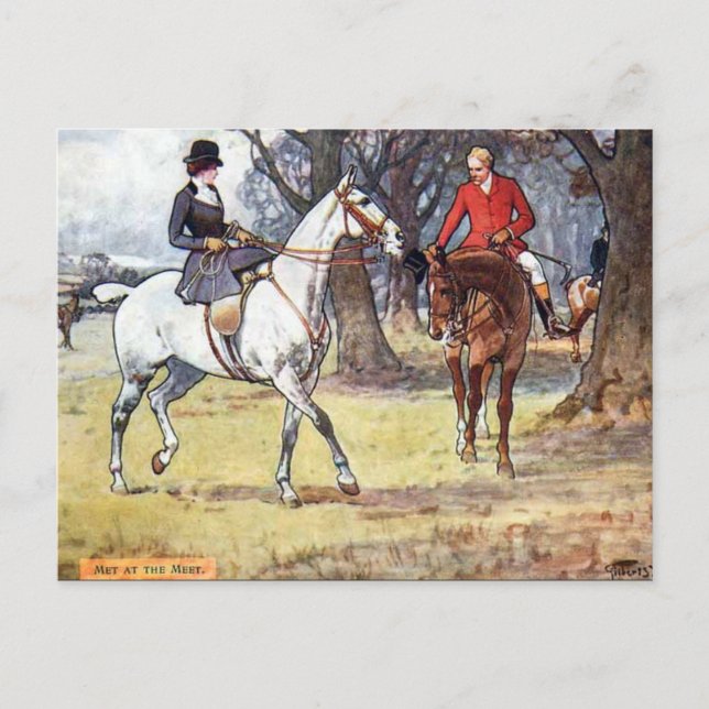 Old Postcard - Fox Hunting (Front)