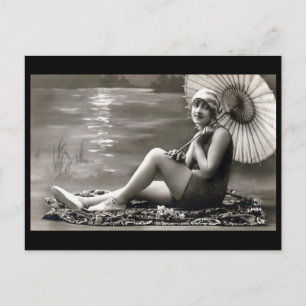 Old Postcard - Girl by the River