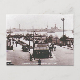 Old Postcard - HMS Hood, Portsmouth Harbour