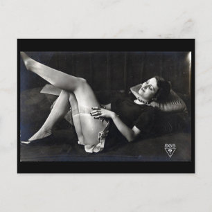 Old Postcard - Lady in Stockings