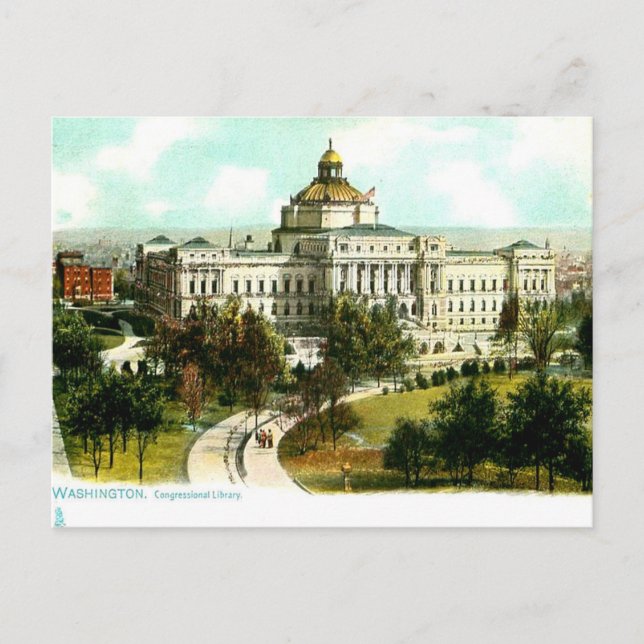 Old Postcard - Library of Congress, Washington, DC (Front)