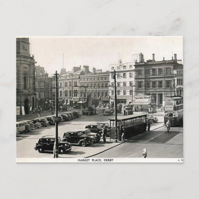 Old Postcard - Market Place, Derby (Front)