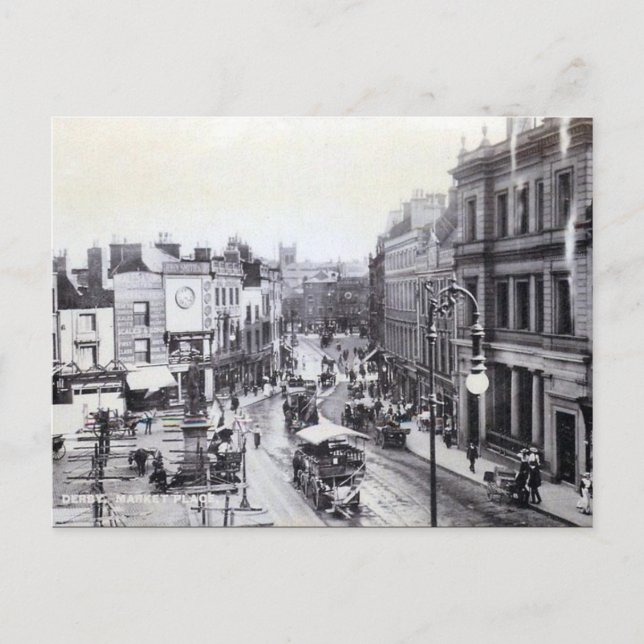 Old Postcard - Market Place, Derby (Front)