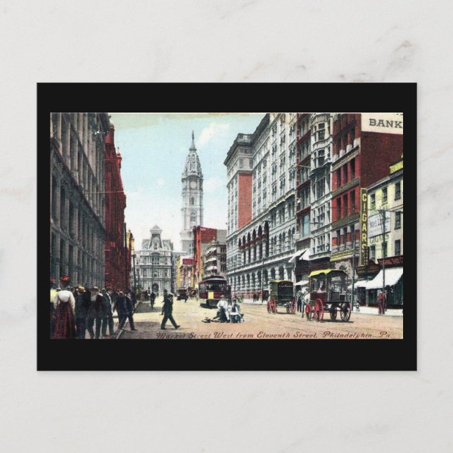 Old Postcard, Market St, Philadelphia, in 1909 Postcard (Front)