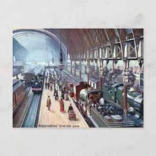 Old Postcard - Paddington Station, London