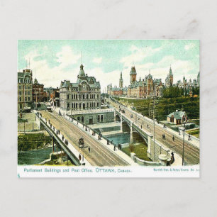 Old Postcard - Parliament and Post Office, Ottawa