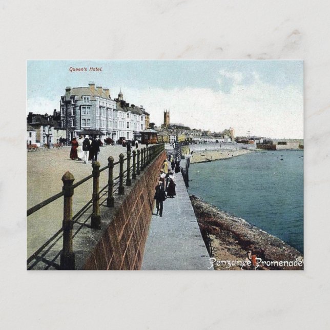 Old Postcard - Promenade, Penzance, Cornwall (Front)