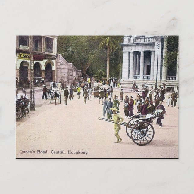 Old Postcard - Queen's Road, Hong Kong (Front)