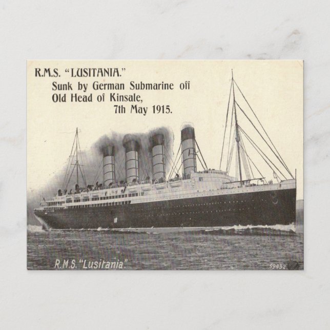 Old Postcard - RMS Lusitania (Front)