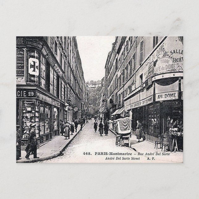 Old Postcard - Rue André del Sarte, Paris (Front)