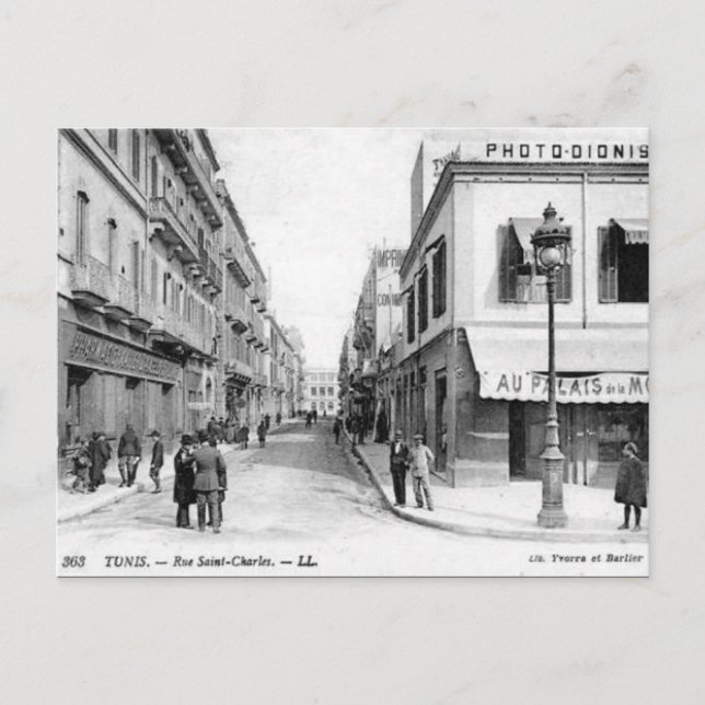 Old Postcard - Rue Saint-Charles, Tunis (Front)