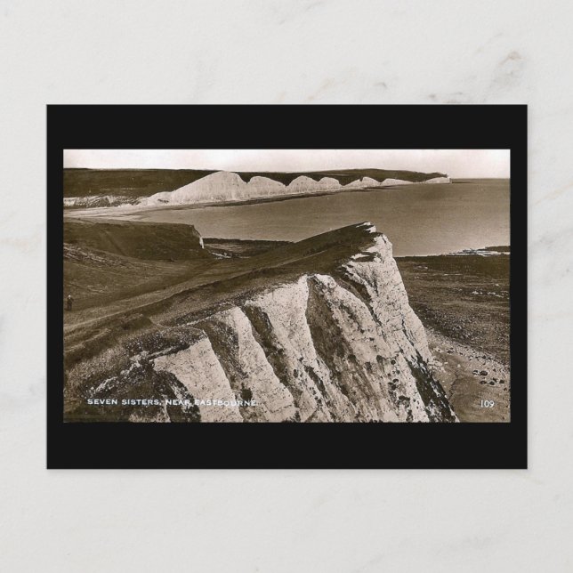 Old Postcard, Seven Sisters, Sussex Postcard (Front)