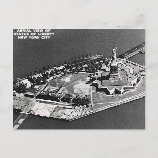 Old Postcard - Statue of Liberty - Aerial View (Front)