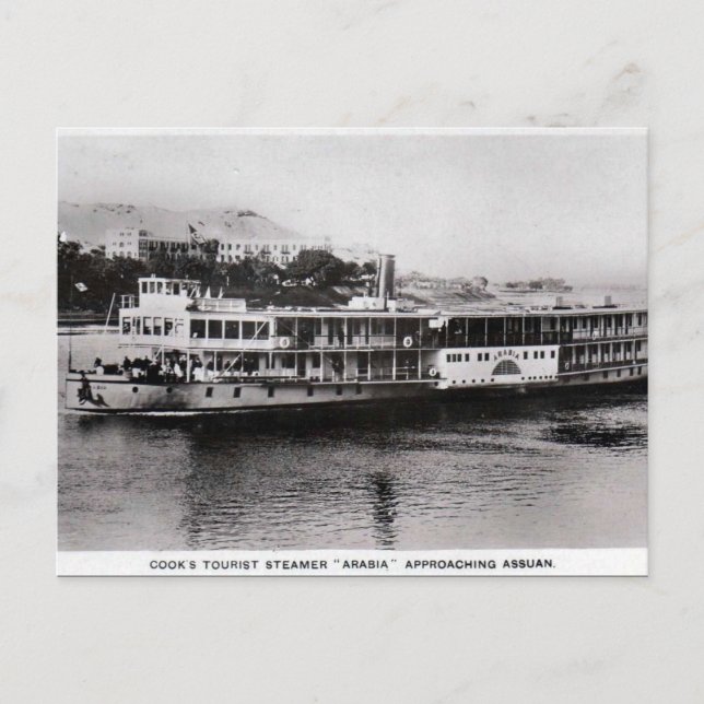 Old Postcard - Steamer at Aswan, Egypt (Front)