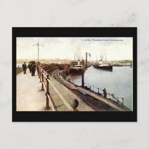 Old Postcard - The Harbour, Folkestone, Kent