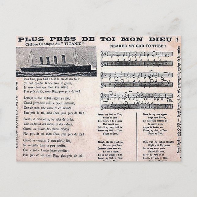 Old Postcard - "Titanic" Hymn (Front)
