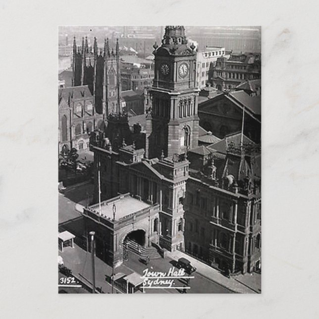 Old Postcard - Town Hall, Sydney, NSW (Front)