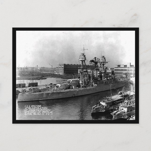 Old Postcard - US Battleship "Arizona" (Front)