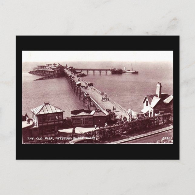 Old Postcard, Weston-super-Mare, Old Pier Postcard (Front)