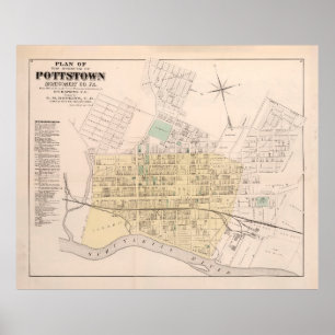 Old Pottstown PA Map (1871)  Poster
