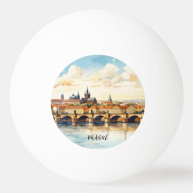 Old Prague, Charles bridge watercolor Ping Pong Ball (Front)