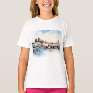 Old Prague, Charles bridge watercolor T-Shirt