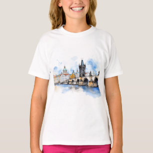 Old Prague, Charles bridge watercolor T-Shirt