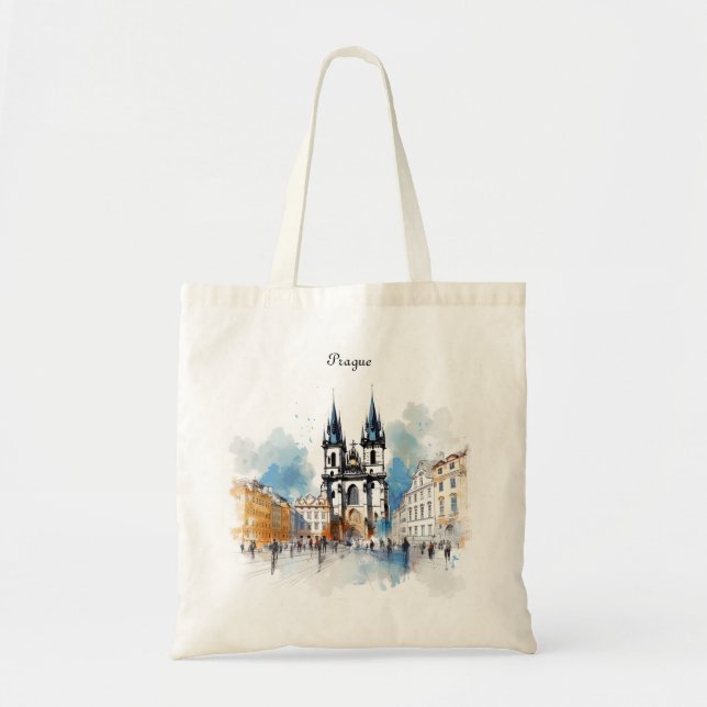 Old Prague, watercolor Tote Bag (Front)